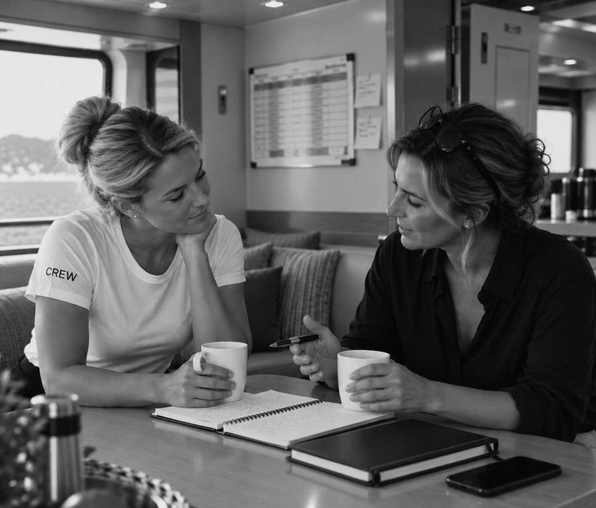 A personal debrief between the Chief Stewardess and Amy after an AiMZ Onboard visit
